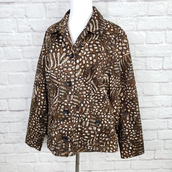 Chico's Sz 3 Brown Animal Print Stretch Cotton Jacket Chico's Sz XL 16 - Picture 5 of 14